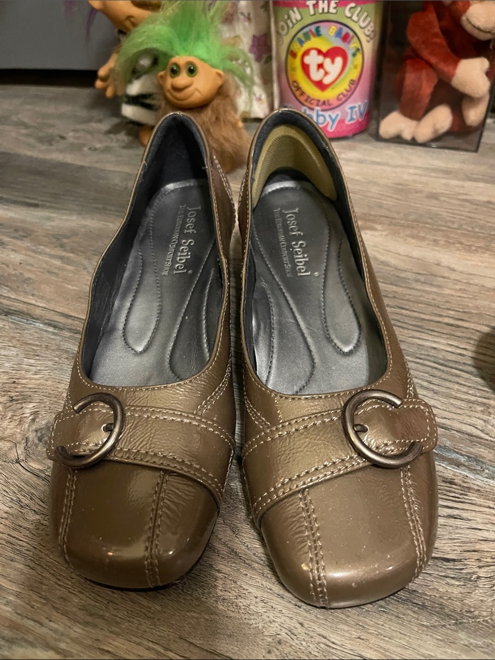 Josef Seibel Brown Leather Buckle Flats